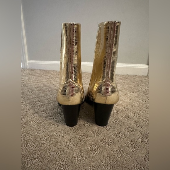 Lulus NWT gold metallic western ankle boots size 7 - Picture 3 of 6